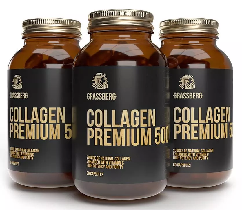 GRASSBERG Collagen Premium 500mg + Vit C 40mg 60 caps
